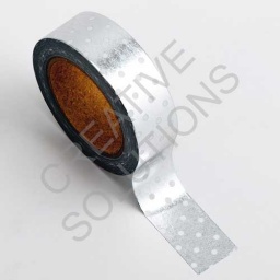 AT018 - Adhesive Washi Tape - Foil Polka Dot - Silver