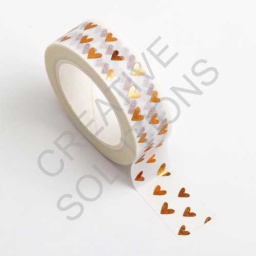 AT027 - Adhesive Washi Tape - Foil Hearts - Copper