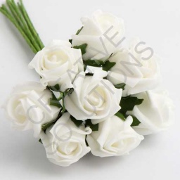 FR-0874 - White 3cm Colourfast Foam Roses