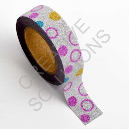 AT019 - Adhesive Washi Tape - Glitter Circles - Multicolour