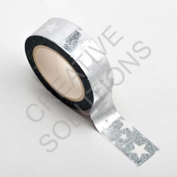 AT031 - Adhesive Washi Tape - Foil Stars - Silver