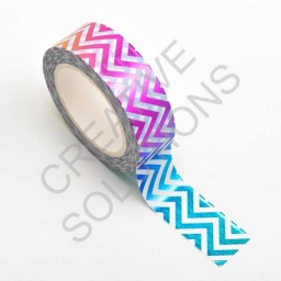 AT032 - Adhesive Washi Tape - Foil Chevron - Rainbow