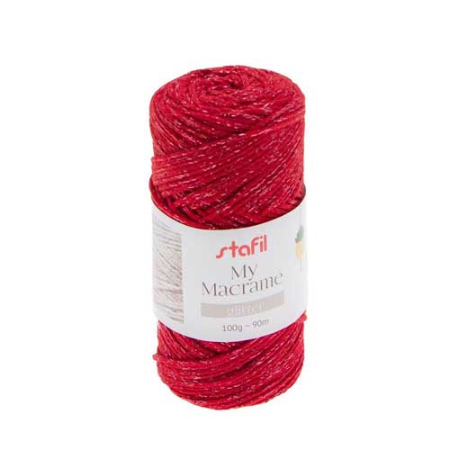 108074-22 - Macrame Glitter Yarn - Red